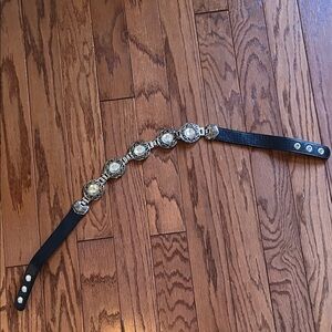 Vintage Cache leather belt with large rhinestones